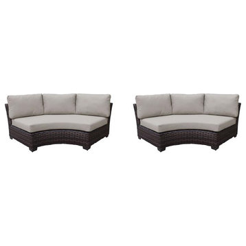 kathy ireland River Brook Curved Armless Sofa in Beige (Set of 2)