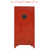 Chinese Moon Face Red Lacquer Armoire Storage Cabinet