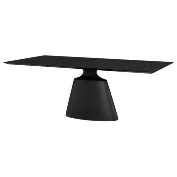 Taji Dining Table, Black Ceramic/Black, 78", Rectangular
