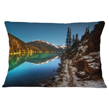 Blue Clear Lake with Mountains Landscape Printed Throw Pillow, 12"x20"