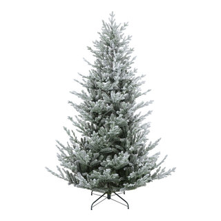 7.5' Flocked Pine Long Needle Prelit Artificial Christmas Tree