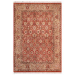 Bareens Designer Rugs - Tabriz Pak Persian Cristi Rust/Beige Wool Rug 8'1'' x 10'3'' - Designed with mesmerizing intricacy and gorgeous color palette, this hand-knotted masterpiece demonstrates the beauty and electrifying thrill of Pak Persian art. These meticulously hand-knotted Pak-Persian rug is made with pure wool and features breathtaking traditional, transitional, and tribal designs in bold luxurious color pallets. Known for their intricate designs these rugs are a reproduction of Persian rugs, made in Pakistan with unique Mughal designs. Made by master weavers using the same Persian texture, design and dying technique, we wanted to produce the most significant manifestation of Persian art, life, and culture. This rug is most famous for its exceptional quality, incredible designs, patterns, and vibrant rich color. Pak-Persian rugs made with Persian weave with high knot counts, which enables the high intricacy and detail found in the patterns are also referred to as "State of art", each color adds a rich beautiful detail in the artwork of this rug. The design, color, and beautiful chromatic composition with a vibrant sheen with intricate designs, exude beauty, elegance, and quality make this rug a masterpiece of its own.