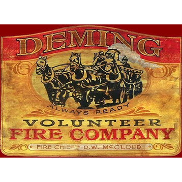 Nostalgic Fire Department Signs, Large Volunteer Fire Company Sign, 18x30