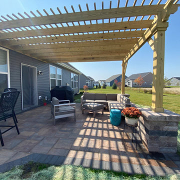 Belgard Patio with Attached Pressure Treated Pergola in Bolingbrook, IL