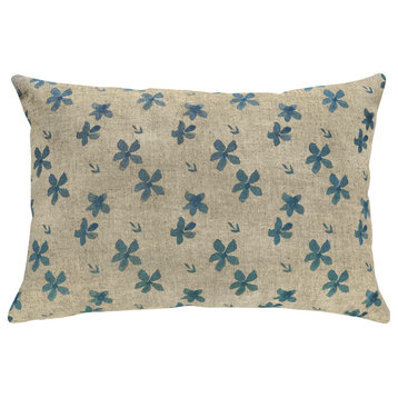 Small Flowers Linen Pillow, 18"x12"