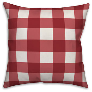 Off White Black Pillow Perfect Buffalo Plaid Appliqued Initial A with Blanket Stitch Edge Decorative Pillow 17 Red