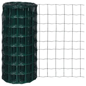 vidaXL Fence Barrier Fence Metal Fence Wire Mesh Steel 32.8ft x 2.6ft Green