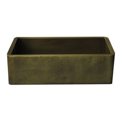 Texas Lightsmith - Farmhouse Sink With Hammered Apron, Medium Brass - Kitchen Sinks