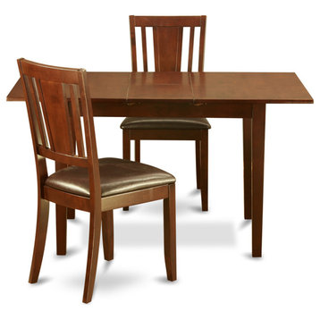 3 Pc Small Kitchen Nook Dining Set - Table With Leaf And 2 Dining Chairs