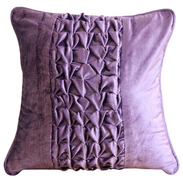 Designer Knotted Purple Pillow Shams, Velvet 24"x24" Pillow Shams, Purple Love