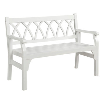 Indoor/Outdoor Two Seater Elegant Wood Bench- White