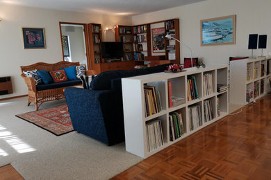 Photo of a beach style family room in Other.