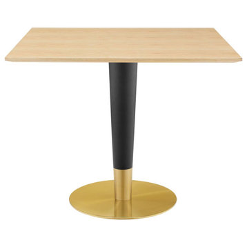 Zinque 36" Square Dining Table, Gold Natural