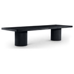 Meridian Furniture - Belinda Solid Wood and Oak Veneer Dining Table, Black - Seat guests in style when they gather around this Belinda black oak dining table. From simple suppers with the gang to more elaborate meals with family and friends, this table is amply sized to seat them all with oodles of elbow room to spare. The rich black finish gives the table a contemporary edge while a mix of solid wood and MDF ensures lasting stability. Resting on two fluted bases, this table offers the perfect mix of simple and elegant for your modern dining room.