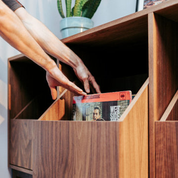 Meuble à vinyles et banquette