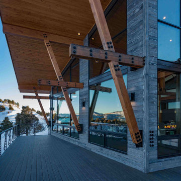 Industrial Style Deck Railing with Mountain Vista