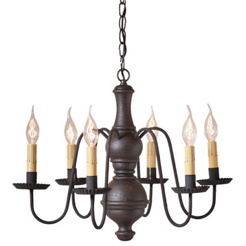 Irvin's Country Tinware Medium Chesterfield Chandelier in Americana Black