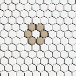 Cappuccino Rosette Hex Tile Pattern Made to Order at MosaicTile.com - Mosaic Tile