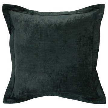 Bryce Velvet 22" Square Throw Pillow by Kosas Home, Dark Green