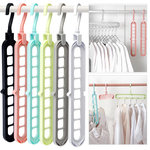 Brawbuy - Closet Organizers Magic Space Saving Hangers with 9 Holes (Pack of 6) - Space Saving Closet Hanger: Closet organizers can save more wardrobe space. When used vertically, Magic Closet Storage can save space and keep the clothes neatly separated and wrinkle-free. The storage organizer with 9 square holes design make each piece of clothing ventilated at equal intervals without crowding. Closet space saving hangers can hang at least 9 pieces of clothes, and easily bid farewell to messy wardrobes.