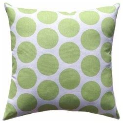 Contemporary Decorative Pillows Fancy Polka Dot Pillow, Kiwi Green