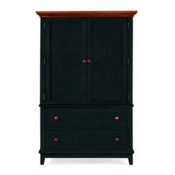 American Drew 181-250BC Door Chest- Black w/ Cherry Top Sterling Pointe - Armoires And Wardrobes