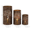 Eclectic Copper Metal Candle Lantern Set 22096
