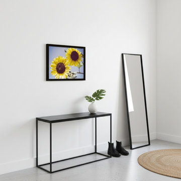 Aged Sunflowers Against Sky Minimal Style Wall Art