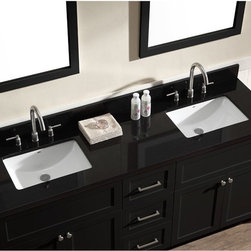 73 inch Transitional Double Sink Bathroom Vanity Set Black Granite Top - Bathroom Vanities And Sink Consoles