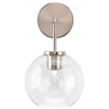 Reese Glass Wall Sconce, Silver, Clear Glass