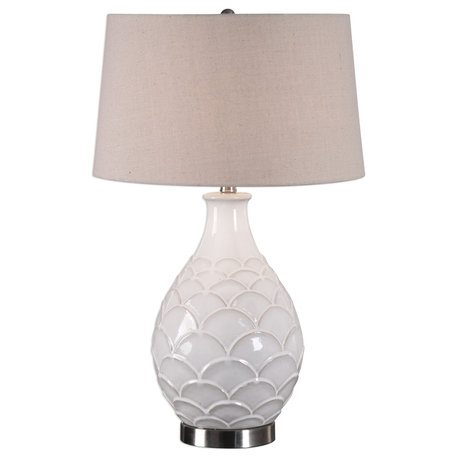 Uttermost Camellia Glossed White Table Lamp