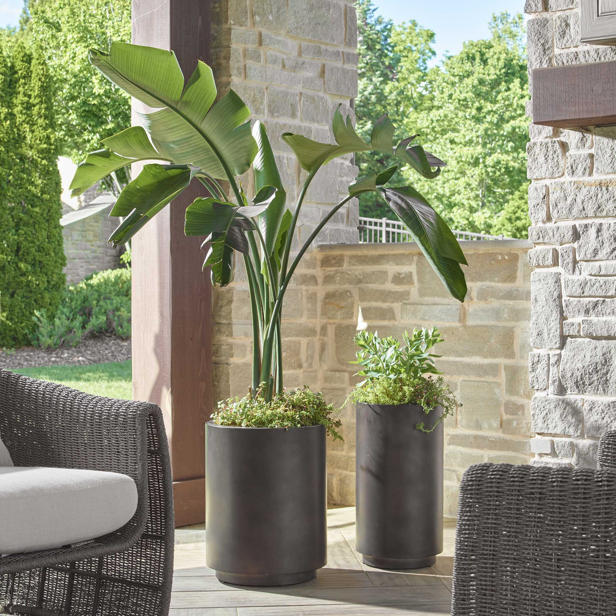 Uttermost Volcan Matte Bronze Outdoor Planters Set of 2 - Outdoor Pots
