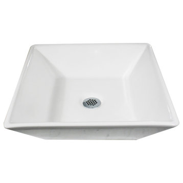 Nantucket Sinks Square Tapered Vessel Sink, White