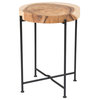 East at Main Rico Cross-cut Teakwood Accent Table, 14 X 19-Inches