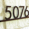 Modern Asymmetrical Steel Address Plaque, Rust, Four Numbers