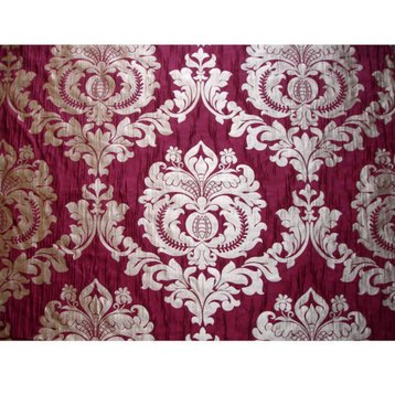 Ruby Royal Damask Upholstery Fabric By The Yard, Jacquard Weave Fabric