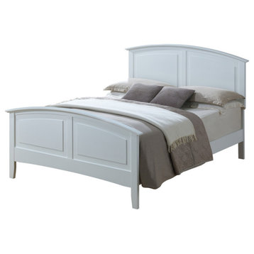 Hammond Full Panel Bed With Curved Top Rail, White