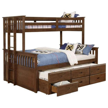 Coaster Atkin Twin XL Over Queen 3-drawer Wood Bunk Bed in Brown Finish