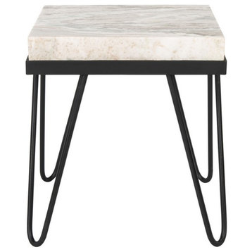 Adelle Stone Top Accent Table Multi Gray Stone/Black