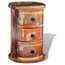 VidaXL Reclaimed Solid Wood Round Cabinet With 3 Drawers