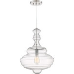 Quoizel - Quoizel Quoizel Fixture One Light Pendant QF2046C - One Light Pendant from Quoizel Fixture collection in Polished Chrome finish. Number of Bulbs 1. Max Wattage 100.00 . No bulbs included. Morocco is clear, simple and yet impressively stylish. The beautiful glass is hand-blown in a lovely ���genie bottle�� shape and showcases the single vintage style bulb. The contemporary design of the canopy is elevated with a sleek Polished Chrome finish. No UL Availability at this time.