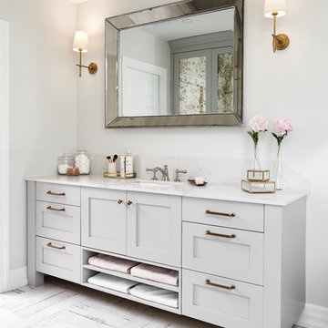 Bathroom With Bench and Crosshatch Tiles