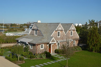 Inspiration for a coastal exterior home remodel in New York