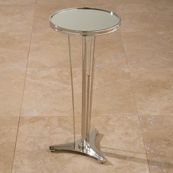 French Moderne Side Table, Nickel and Mirror