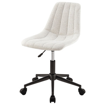 Robert PU Swivel Office Chair, Posh Ivory, Fabric