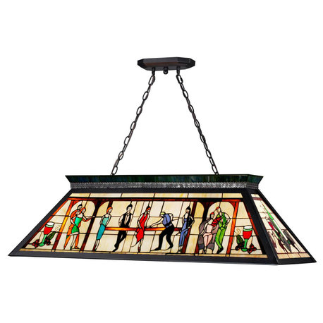 Tiffany Billiard Collection 4 Light Billiard Light in Matte Black  Finish