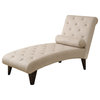 Monarch Specialties Taupe Velvet Fabric Chaise Lounger