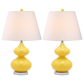 Eva Double Gourd Glass Lamps, Set of 2, Yellow