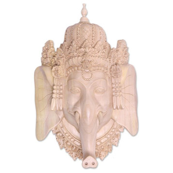 Novica Ganeshas Majesty Wood Mask