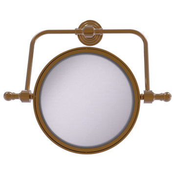 Retro Wave Wall Mounted Swivel Make-Up Mirror 8" 4xMagnification, Brushed Bronze